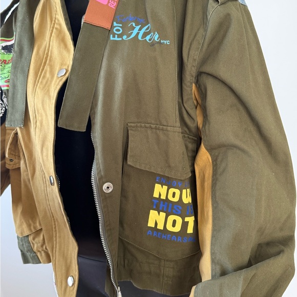 Trendy Olive and Tan Utility Jacket - Picture 2 of 7